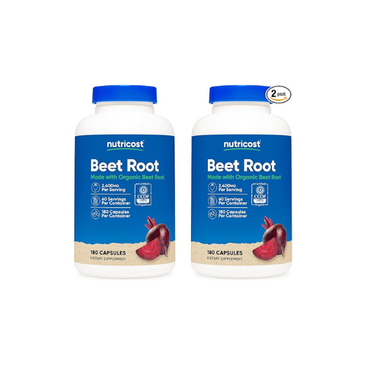 Nutricost Beet Root 2400mg, 180 Capsules - CCOF Certified Made with Organic Beet Root, Superfood, 60 Servings (Pack of 2)
