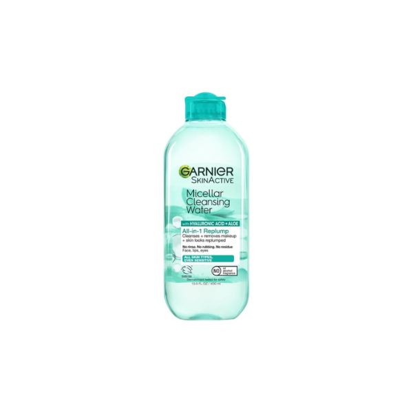 Garnier SkinActive Micellar Cleansing Water All in 1 Hyaluronic Acid Replump Makeup Remover, Face Cleanser, 13.5 fl oz