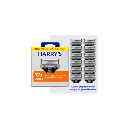 Harry's Men's Razor Blade Refills, 5 Blade Razor Blade Cartridges, 12 Pk