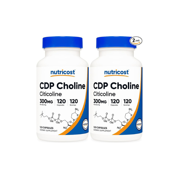 Nutricost CDP Choline (Citicoline) 300mg, 120 Vegetarian Capsules, GMO-Free (Pack of 2)