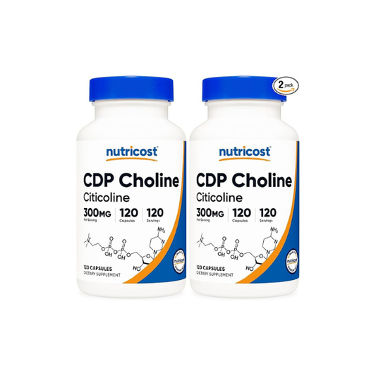 Nutricost CDP Choline (Citicoline) 300mg, 120 Vegetarian Capsules, GMO-Free (Pack of 2)