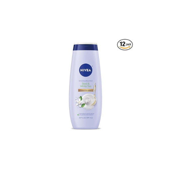 NIVEA Refreshing Basil and White Tea Body Wash, 20 Fl Oz (Pack of 12)