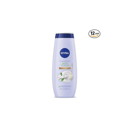 NIVEA Refreshing Basil and White Tea Body Wash, 20 Fl Oz (Pack of 12)