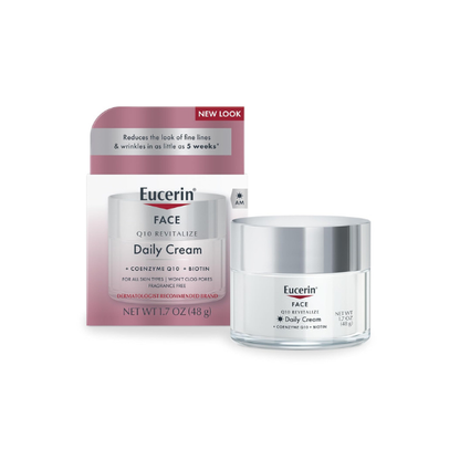 Eucerin Q10 Anti-Wrinkle Face Cream, Unscented Face Cream for Sensitive Skin, 1.7 Oz Jar