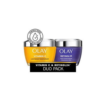 Olay Moisturizer Skin Care Bundle, Vitamin C Moisturizer and Retinol Night Moisturizer, 1.7 oz, Skincare Bundle