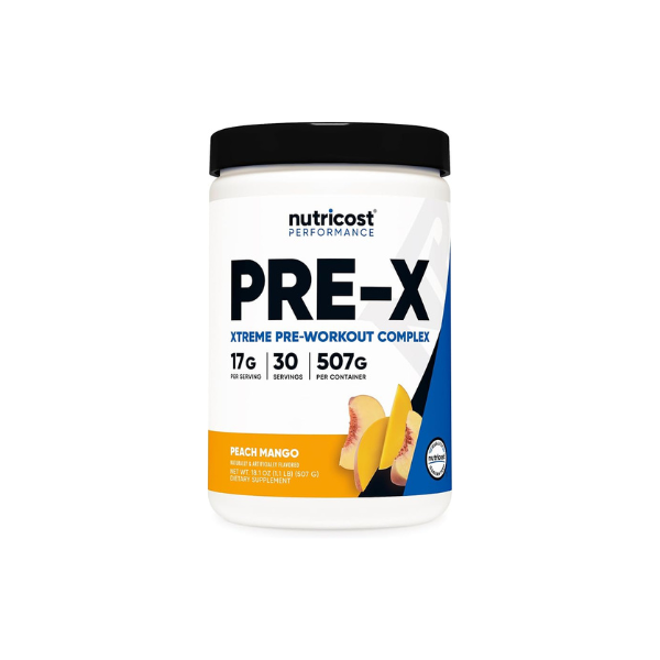 Nutricost Pre-X Extreme Pre-Workout Powder Complex (Peach Mango) 30 Serv