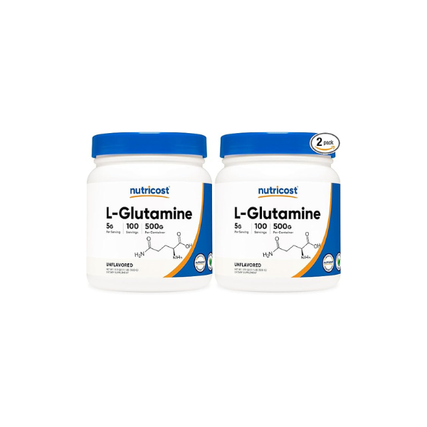 Nutricost L-Glutamine Powder (500 Grams) Unflavored - Gluten Free & Non-GMO, 100 Servings (Pack of 2)