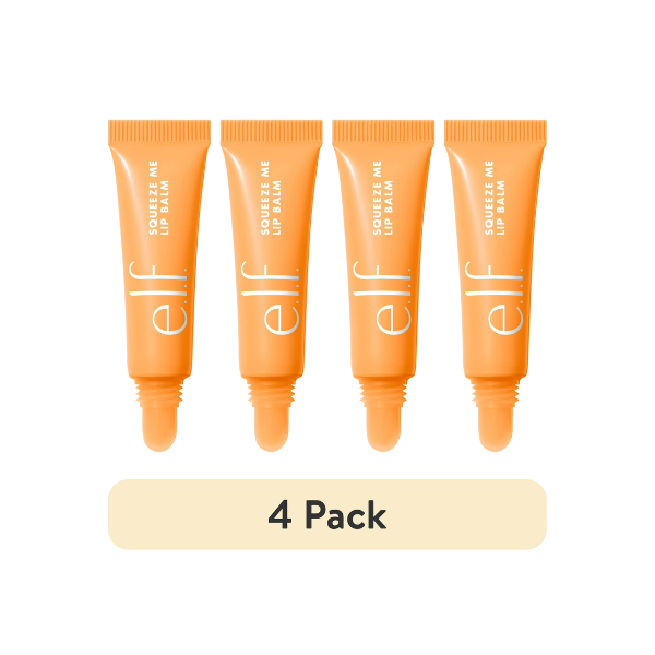 (4 pack) e.l.f. Squeeze Me Lip Balm, Peach, 0.21oz