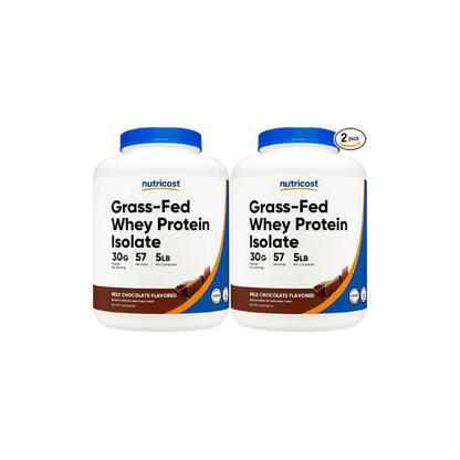 Nutricost Grass-Fed Whey Protein Isolate (Chocolate) 5LBS (Pack of 2)