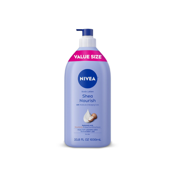 NIVEA Shea Nourish Body Lotion, Shea Butter & Hyaluronic Acid, 33.8 Fl Oz