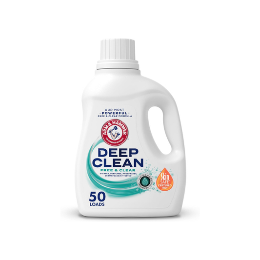 ARM & HAMMER Deep Clean Free & Clear Liquid Laundry Detergent, Free of Dyes, and Perfumes, Dermatologist Tested, 75 Fl Oz, 50 Loads