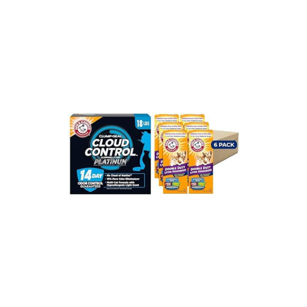 Arm & Hammer Cloud Control Platinum Multi-Cat Clumping Cat Litter with Hypoallergenic Light Scent, 14 Days of Odor Control, 18 lbs +Cat edo