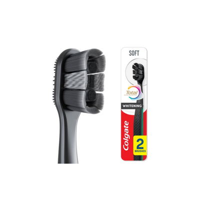Colgate Total Active Prevention Soft Whitening Toothbrush, Black, 2 Pack