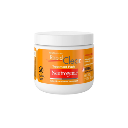 Neutrogena Rapid Clear Acne Treatment Pads, Salicylic Acid Face Cleansing Acne Wipes, 60 Count