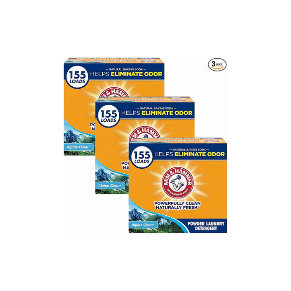 ARM & HAMMER Powder Laundry Detergent, Alpine Clean, 9.56 lb, 155 Loads (Pack of 3)