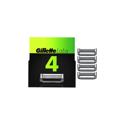 Gillette Labs Razor Blade Refills, Compatible with Exfoliating Bar & Heated Razor, 4 Refills