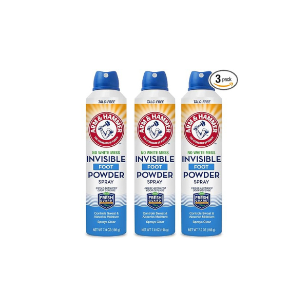Arm & Hammer Invisible Foot Powder Spray, Odor & Sweat Control, 7oz, 3 Pack