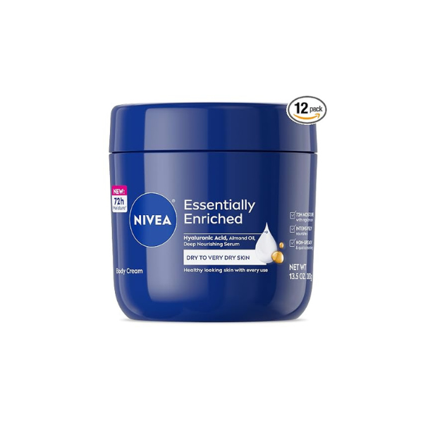 NIVEA Essentially Enriched Body Cream with Hyaluronic Acid, 13.5 Ounce (Pack of 12)