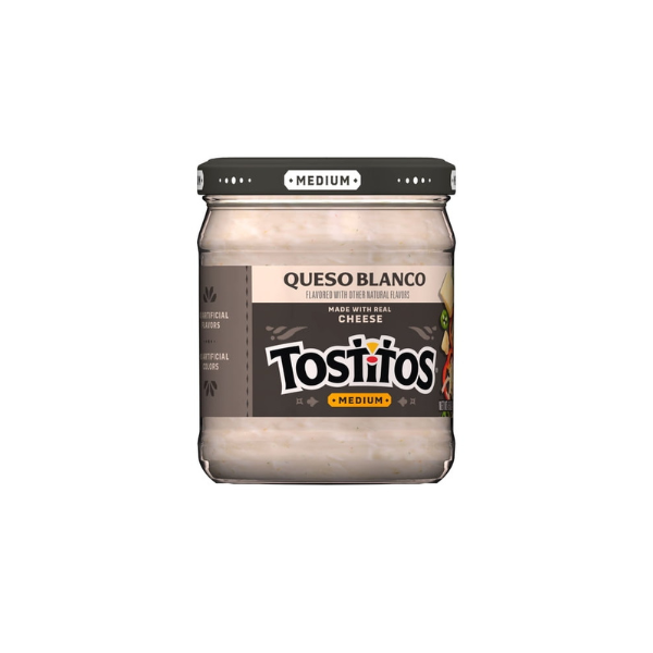 Tostitos Medium Queso Blanco Cheese, No Artificial Colors, No Artificial Flavors, 15 oz Jar