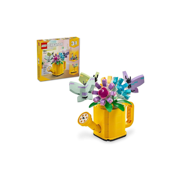 LEGO Creator 3 in 1 Flowers in Watering Can Building Toy - Fun, Creative Activity for Kids, Girls and Boys, Ages 8+ - Gift for Birthdays - Building Options for Rain Boots or Birds - 31149
