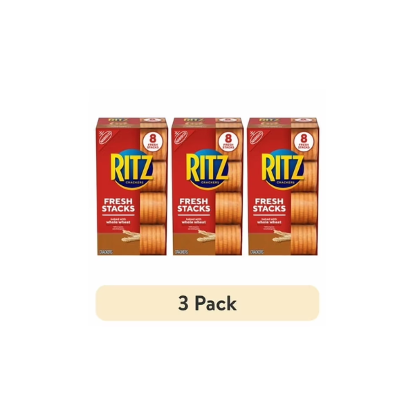 (3 pack) RITZ Fresh Stacks Whole Wheat Crackers, Travel Snacks, 11.6 oz (8 Multi Snack Packs)