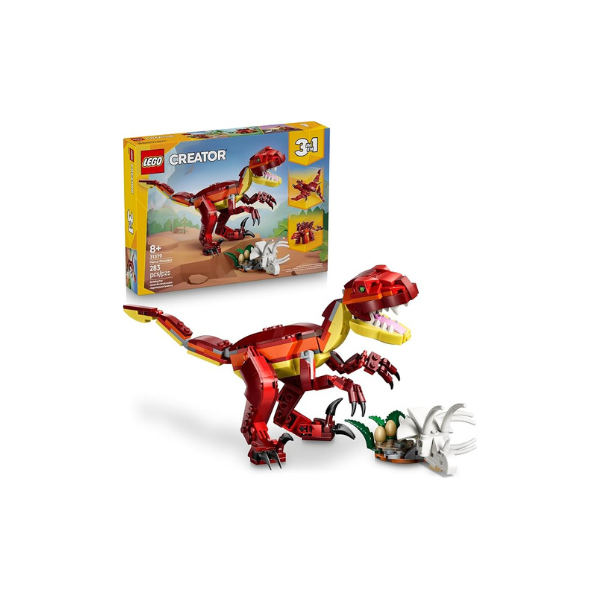 LEGO Creator 3 in 1 Fierce Dinosaur Building Toy for Boys & Girls, Ages 8+ - Gift for Birthdays - Kids Build 1 of 3 Prehistoric Animal Figures - 31379