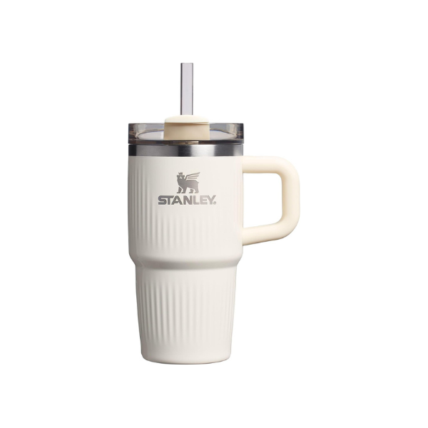 STANLEY Quencher H2.0 Tumbler with Handle and Straw 20 oz | Flowstate 3-Position Lid | Cup Holder Compatible for Travel | Insulated Stainless Steel Cup | BPA-Free | Fluted Cream Gloss