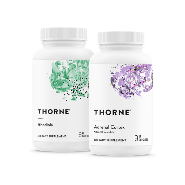THORNE - Adaptogen & Adrenal Support Bundle - Natural Solutions for Coping with Stress - Rhodiola and Adrenal Cortex - 60 Servings