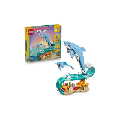 LEGO Creator 3 in 1 Sea Animals: Beautiful Dolphins Building Toy for Girls, Boys, & Kids, Ages 8+ - Gift for Birthdays - Build a Dolphin, Seahorse, or Crab Animal Figure - 31385