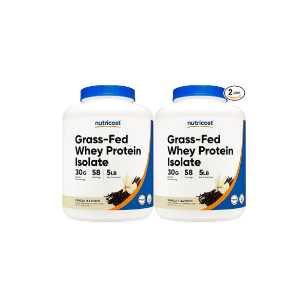 Nutricost Grass-Fed Whey Protein Isolate (Vanilla) 5LBS (Pack of 2)