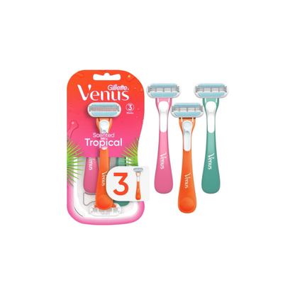 Venus Tropical Women's 3 Blade Disposable Razor, 3 count, Multi-Color