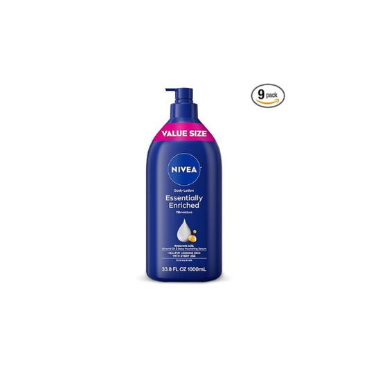 NIVEA Essentially Enriched Body Lotion Very Dry Skin, Value Size 33.8 Fl Oz (Pack of 9)