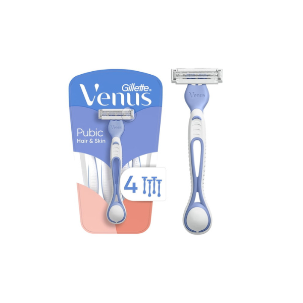 Venus for Pubic Hair & Skin Women's Disposable Razor, 4ct, Multi-Color