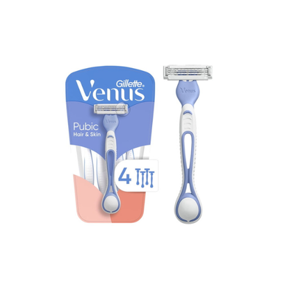 Venus for Pubic Hair & Skin Women's Disposable Razor, 4ct, Multi-Color