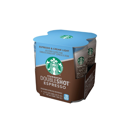 Starbucks Doubleshot Espresso, Espresso & Cream Light, 6.5 oz Cans, 4 pack