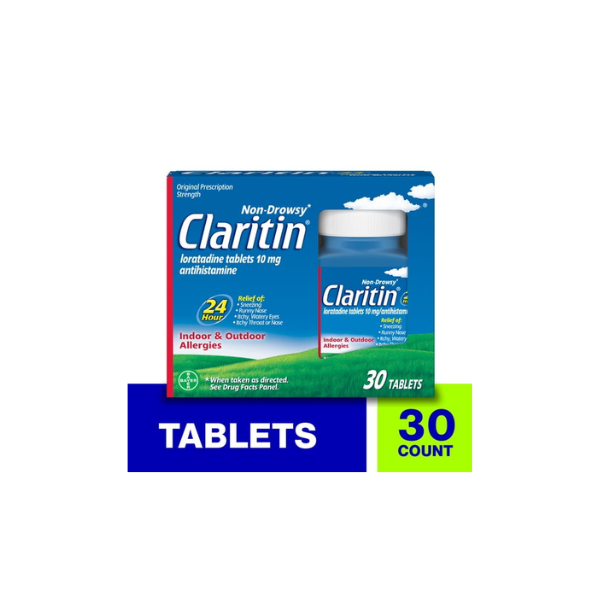 Claritin Allergy Relief 24 Hour Non-Drowsy Loratadine Antihistamine Allergy Medicine Tablets, 30 Count