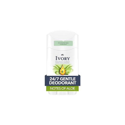 Ivory Aluminum Free Deodorant, Notes of Aloe, 24hr Gentle Deodorant, Dermatologist Tested, Baking Soda Free, Paraben Free, 2.4 oz