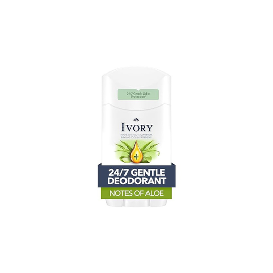 Ivory Aluminum Free Deodorant, Notes of Aloe, 24hr Gentle Deodorant, Dermatologist Tested, Baking Soda Free, Paraben Free, 2.4 oz