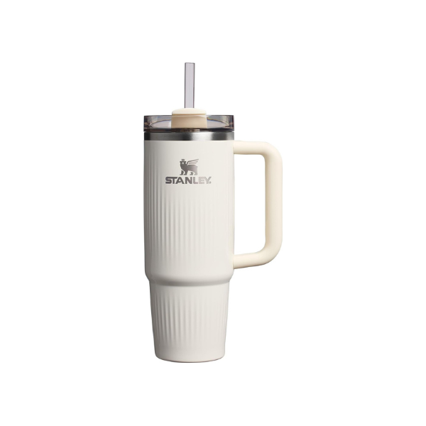 STANLEY Quencher H2.0 Tumbler with Handle and Straw 30 oz | Flowstate 3-Position Lid | Cup Holder Compatible for Travel | Insulated Stainless Steel Cup | BPA-Free | Fluted Cream Gloss