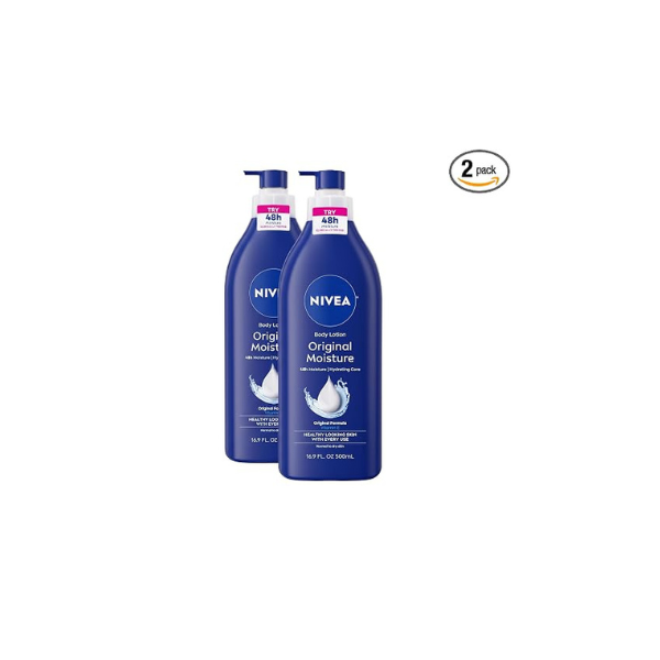 NIVEA Original Moisture Body Lotion with Vitamin E,48-Hour Body Moisturizer for Normal to Dry Skin,16.9 Fl Oz Pump Bottle, (Pack of 2)