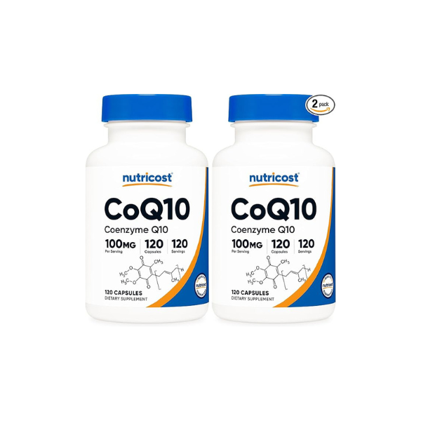 Nutricost CoQ10 100mg, 120 Vegetarian Capsules, 120 Servings - High Absorption, Vegetarian, Non-GMO, Coenzyme Q10 (Pack of 2)