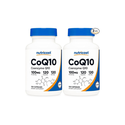 Nutricost CoQ10 100mg, 120 Vegetarian Capsules, 120 Servings - High Absorption, Vegetarian, Non-GMO, Coenzyme Q10 (Pack of 2)