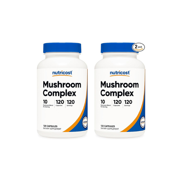 Nutricost Mushroom Complex Supplement 120 Capsules for 120 Servings Per Bottle - 10 Mushroom Blend (Includes Reishi, Maitake, Shiitake, Lion's Mane, and More) - Non-GMO and Gluten Free (Pack of 2)