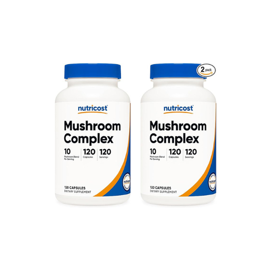 Nutricost Mushroom Complex Supplement 120 Capsules for 120 Servings Per Bottle - 10 Mushroom Blend (Includes Reishi, Maitake, Shiitake, Lion's Mane, and More) - Non-GMO and Gluten Free (Pack of 2)