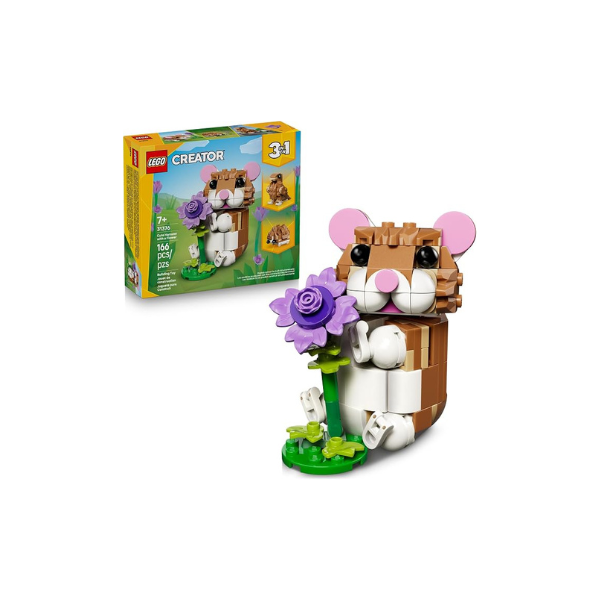 LEGO Creator 3 in 1 Cute Hamster with a Flower Building Toy for Girls & Boys, Ages 7+ - Kids Build a Hamster, Hedgehog or Eagle Animal Figure - Gift Idea for Birthdays - 31376