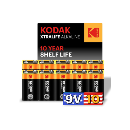 KODAK 9V Alkaline Batteries (10 Pack) Smoke Alarm Battery, 6LR61, PP3