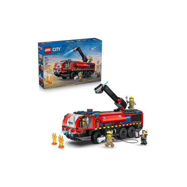 LEGO City Airport Fire Truck Kids Building Toy - Pretend Play Emergency Vehicle for Boys & Girls, Ages 7+ - Fire Engine Toy W/ 4 Firefighter Minifigures - Gift Idea for Birthdays - 60499