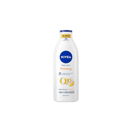 NIVEA Q10 Firming Body Lotion, 400 ml (13.52 fl oz), Lightweight Fast-Absorbing Body Care Formula with Coenzyme Q10 and Vitamin C, Daily Skin Care Moisturizing Lotion for Normal Skin