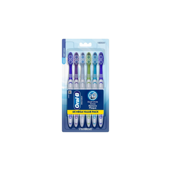 Oral-B Toothbrush Dual Clean, Medium, 6 Count