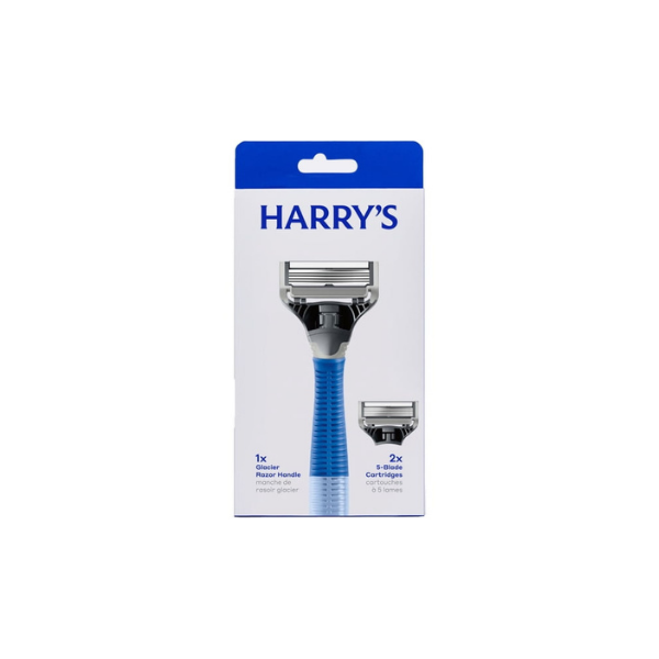 Harry's Shaving Razor for Men with 2 Razor Blade Refill Cartridges, Glacier Blue